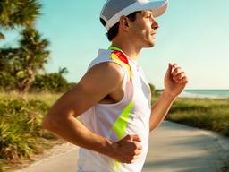 Runner wearing a breathable cap on a coastal North Palm Beach path